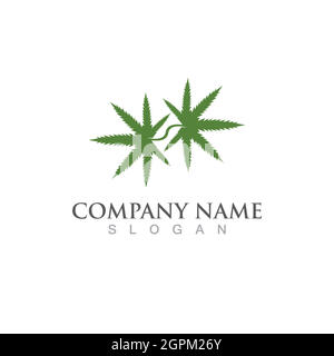 Icône d'illustration vectorielle du logo Leaf Cannabis Illustration de Vecteur