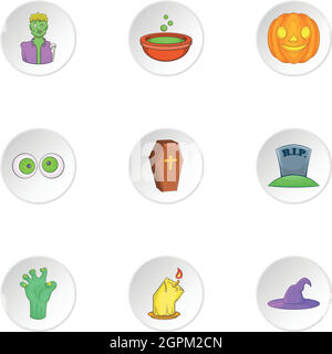 Halloween icons set, cartoon style Illustration de Vecteur