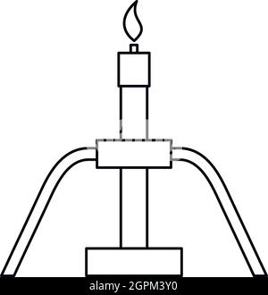 Gaz de pétrole en feu, l'icône de style contour arrondi Illustration de Vecteur