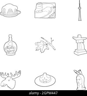 Canada icons set style du contour, Illustration de Vecteur
