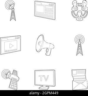 Internet icons set style du contour, Illustration de Vecteur