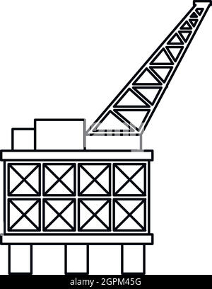 La plate-forme pétrolière, l'icône de style contour Illustration de Vecteur