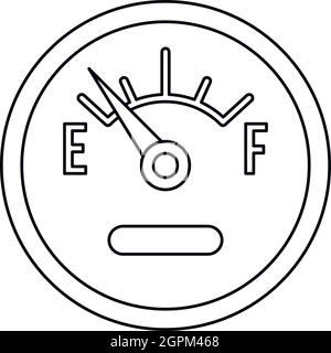 Montrant la jauge de carburant vide du style du contour, Illustration de Vecteur