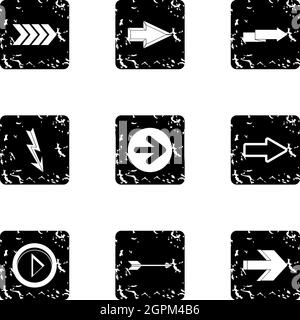 Types de flèches icônes ensemble, style de grunge Illustration de Vecteur