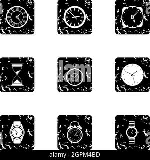 Types de montres icônes ensemble, grunge style Illustration de Vecteur