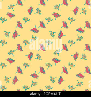 Fleurs de chrysanthème, fleur en rouge jaune, motif floral sans couture, vecteur d'arrière-plan abstrait nature. Illustration botanique Line art pour un imprimé graphique. Papier peint tendance Illustration de Vecteur