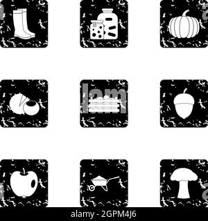 Icônes météo d'automne, style grunge Illustration de Vecteur