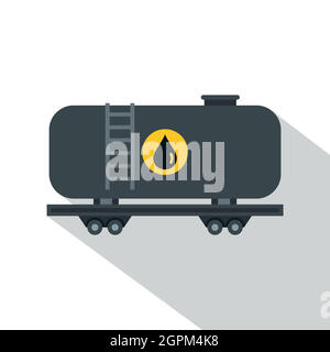 Chemin de fer de l'essence, l'icône de pétroliers style plat Illustration de Vecteur