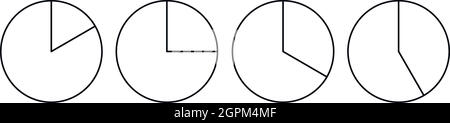 Les diagrammes à secteurs quatre cercles, icône de style contour Illustration de Vecteur
