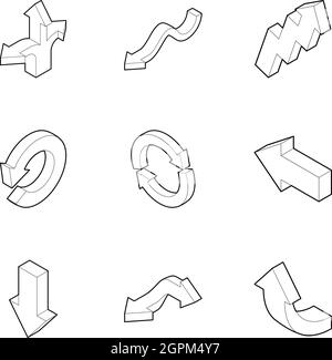 La flèche des icônes set style du contour, Illustration de Vecteur