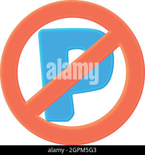 Pas d'icône de stationnement, style de dessin animé Illustration de Vecteur