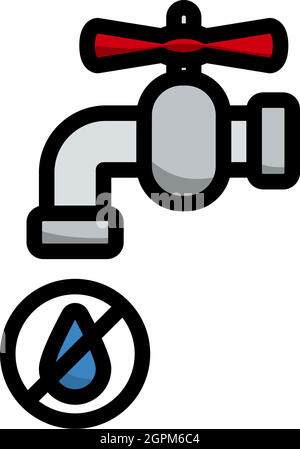 Robinet d'eau avec icône goutte d'eau Illustration de Vecteur