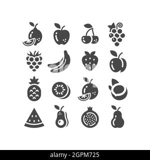 Ensemble d'icônes vectorielles de fruits noirs Illustration de Vecteur