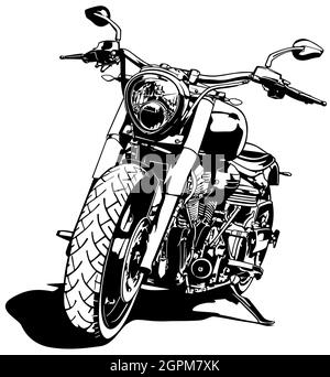 Dessin de moto noir et blanc Illustration de Vecteur