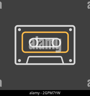 Icône de vecteur de cassette audio sur fond sombre Illustration de Vecteur