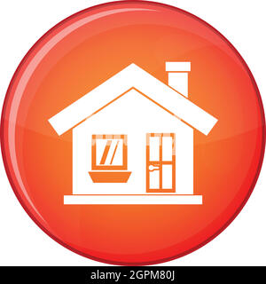 Maison d'un étage avec une cheminée, l'icône de style plat Illustration de Vecteur
