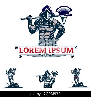 Modèle d'illustration vectoriel de symbole vintage Gladiator Illustration de Vecteur