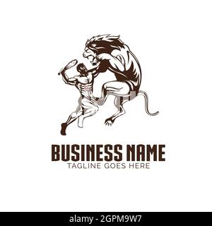 Heracles et la Nemean Lion Line Art. Illustration modèle symbole vecteur Illustration de Vecteur