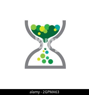 hourglass et bulles ou pièces. peut être interprété comme un symbole d'épargne Illustration de Vecteur