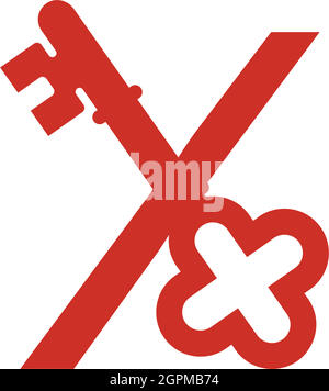 Modèle d'icône de logo lettre X avec icône de symbole de conception de clé Illustration de Vecteur