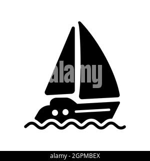 Voile yacht plat vecteur glyphe icône isolé Illustration de Vecteur