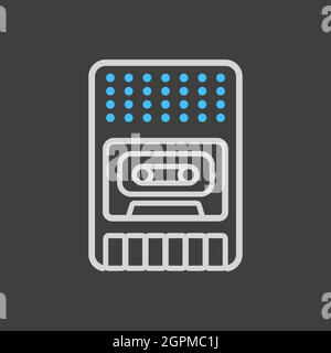 Icône vectorielle de l'enregistreur de bandes audio vintage sur fond sombre Illustration de Vecteur