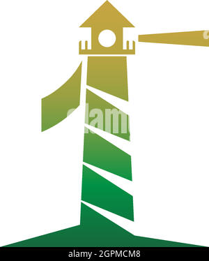 Numéro 1 avec modèle de conception de logo d'icône de phare Illustration de Vecteur