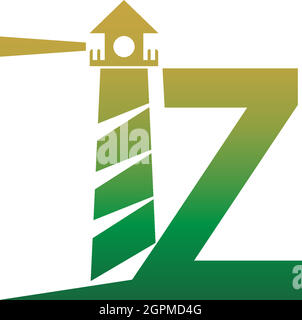 Lettre Z avec modèle de conception de logo d'icône de phare Illustration de Vecteur