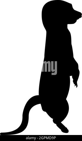 Silhouette meerkat dans la pose suricata suricata noir couleur vecteur illustration image plate style Illustration de Vecteur