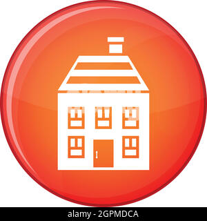 Maison à deux étages avec cheminée, l'icône de style plat Illustration de Vecteur