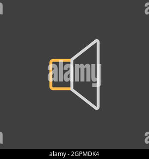 Icône de haut-parleur vectoriel plat sur fond sombre. Signe musique Illustration de Vecteur