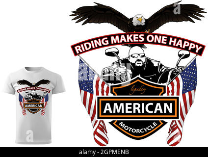 T-shirt moto avec texte Illustration de Vecteur