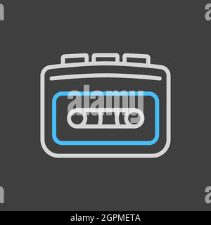 Icône de plan vectoriel du lecteur de cassettes sur fond sombre Illustration de Vecteur