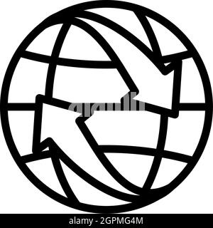 Icône du globe avec flèches Illustration de Vecteur