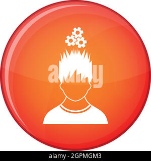 Homme avec pignons en métal sur la tête, l'icône de style plat Illustration de Vecteur
