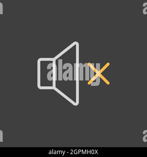 Son activé désactivé icône de vecteur sur fond sombre. Volume. Bouton de mise en sourdine Illustration de Vecteur