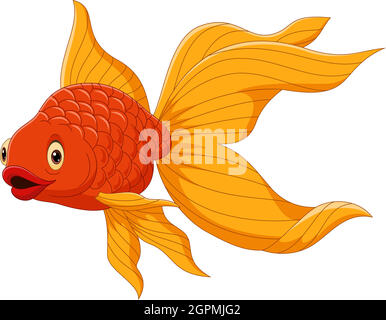 Dessin animé joli poisson rouge sur fond blanc Illustration de Vecteur