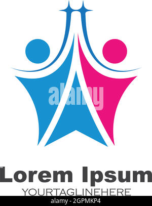 le caractère de succès personnes et icône de logo de communauté Illustration de Vecteur
