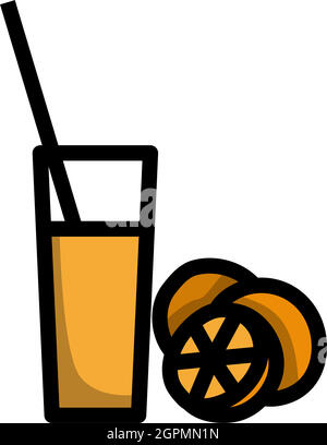 Icône du verre à jus d'orange Illustration de Vecteur