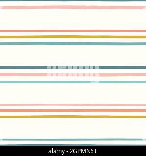 Arrière-plan à motif rayé. Répétition vectorielle sans couture des bandes horizontales organiques dessinées à la main. Bannière amusante et tendance à motif géométrique. Illustration de Vecteur