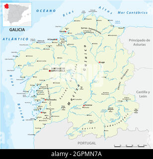Carte vectorielle des communautés autonomes espagnoles de galice Illustration de Vecteur