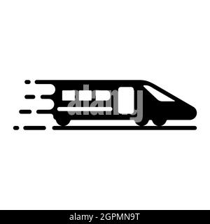 Icône de glyphe à vecteur plat du train de voyageurs à grande vitesse Illustration de Vecteur