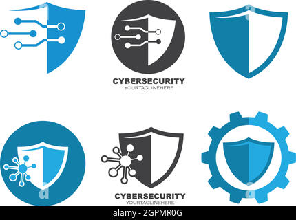 conception de l'illustration de l'icône du vecteur de protection contre la cyber-sécurité Illustration de Vecteur