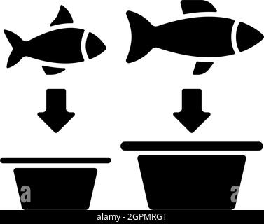 Icône de glyphe noir de tri des poissons Illustration de Vecteur