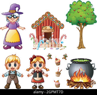 Illustration vectorielle des collections Hansel et Gretel Illustration de Vecteur