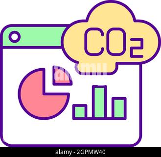 Icône de couleur RVB de mesure des émissions de carbone Illustration de Vecteur