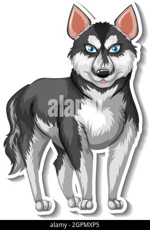 Un modèle d'autocollant d'illustration de personnage de dessin animé de chien Illustration de Vecteur