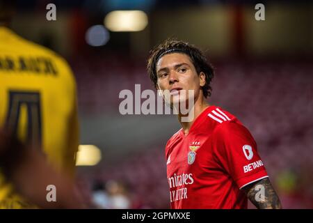 Lisbonne, Portugal. 29 septembre 2021. Darwin Nunez de SL Benfica vu pendant le match de l'UEFA Champions League groupe E entre SL Benfica et FC Barcelone à Estádio do Sport Lisboa e Benfica.final score; Benfica 3:0 Barcelone. (Photo de Henrique Casinhas/SOPA Images/Sipa USA) crédit: SIPA USA/Alay Live News Banque D'Images