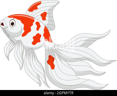 Dessin animé de poissons rouges sur fond blanc Illustration de Vecteur