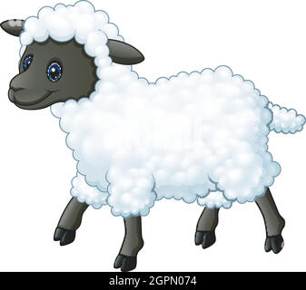 Illustration vectorielle d'une jolie bande dessinée de mouton Illustration de Vecteur